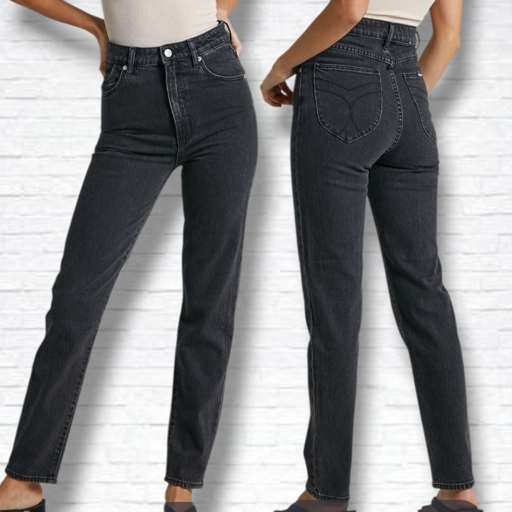 Rollas Duster High Rise Relaxed Vintage Black Wash Jeans Size 25